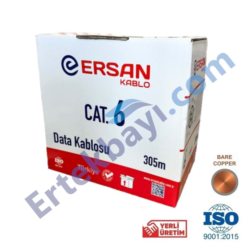 Ersan Cat6 4x4x23AWG 0,57mm CU U/UTP Full Bakır Network Kablosu(305Mt)