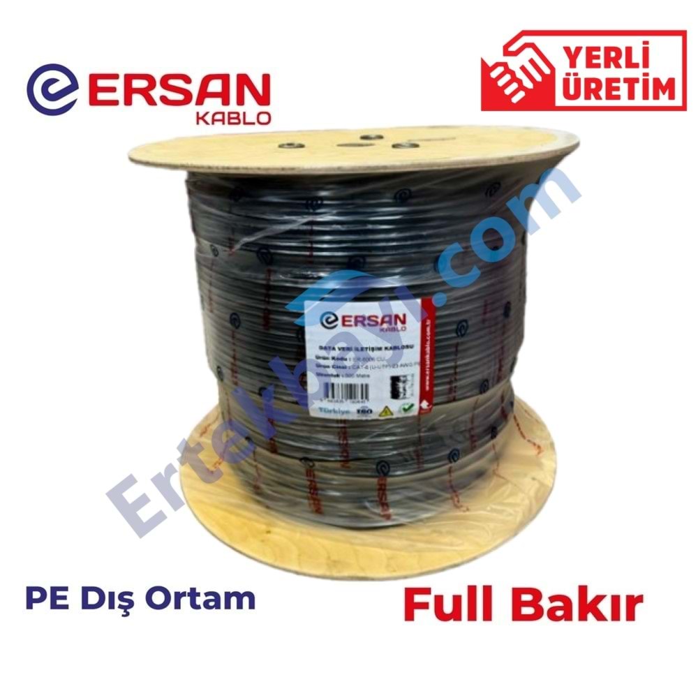 Ersan Cat6 4x4x23AWG 0,57mm CU U/UTP PE Dış Ortam Full Bakır Network Kablosu(500Mt)