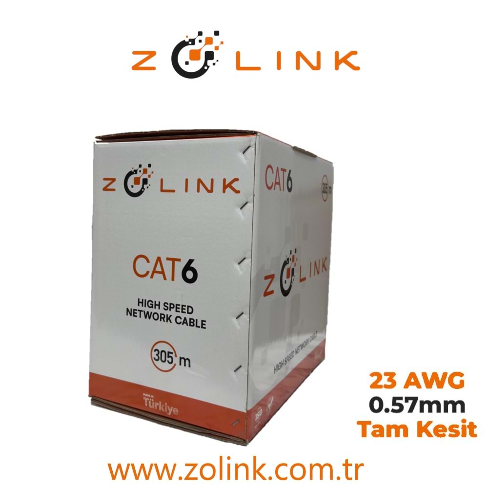 Zotech Zolink 6023305 23Awg Cat6 Network Kablo 0,57mm U-UTP Kutu(305Mt)