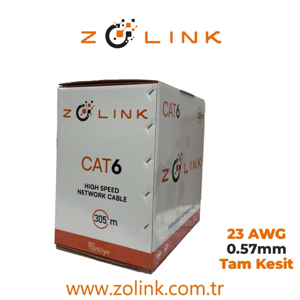 Zotech 6023305 23Awg Cat6 Network Kablo 0,57mm U-UTP Kutu(305Mt)