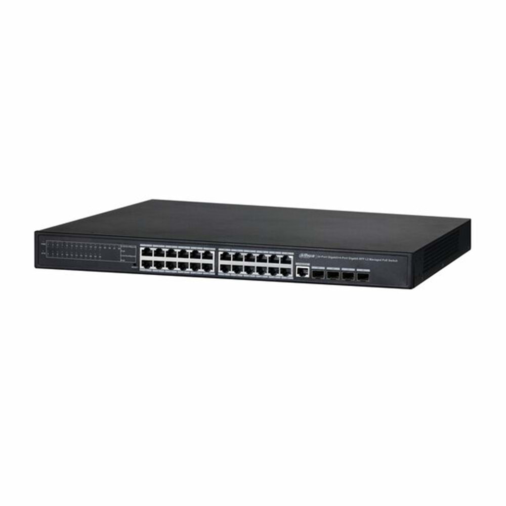 Dahua PFS4428-24GT-370 24 Portlu PoE Anahtarı (24GE PoE + 4GE SFP, Toplam 370W PoE)