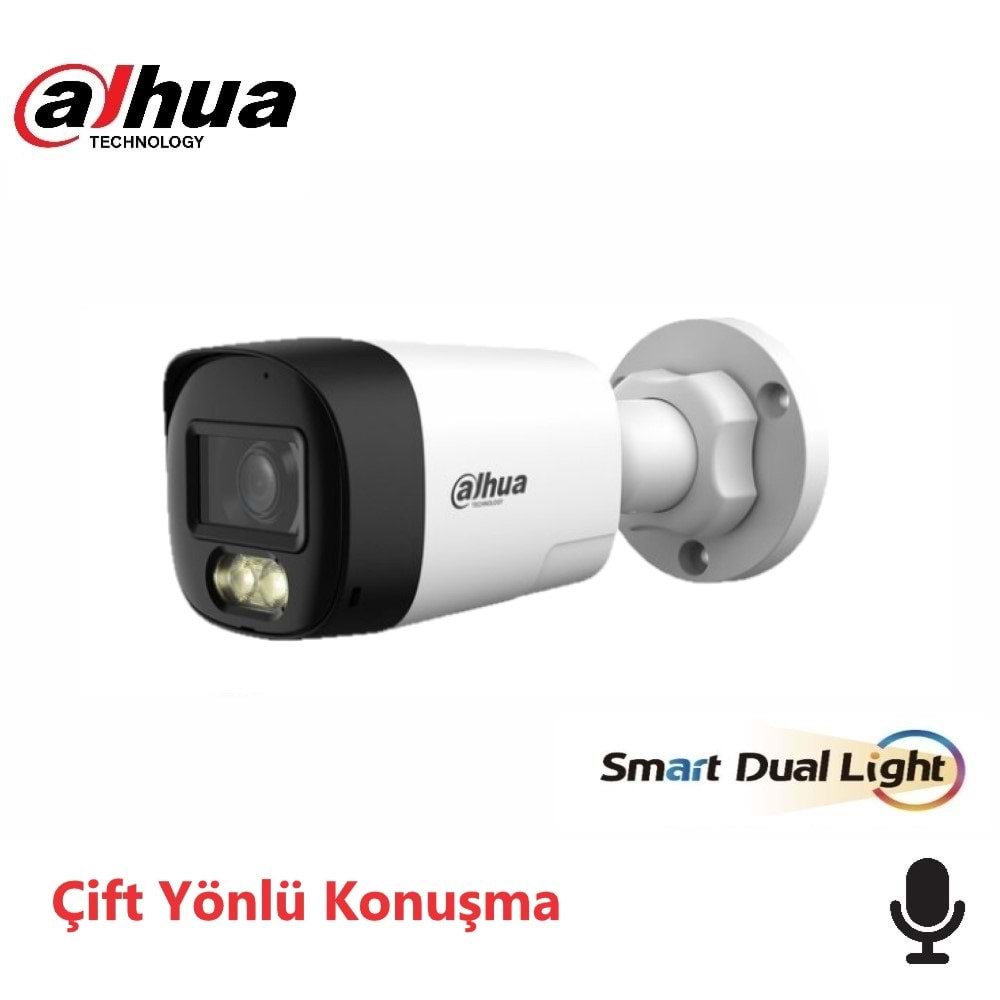 Dahua HAC-HFW1200RL-IL-T-0280B-DIP - 2MP Akıllı Çift Işıklı HDCVI İki Yönlü Konuşma Özellikli Sabit Odaklı Bullet Kamera