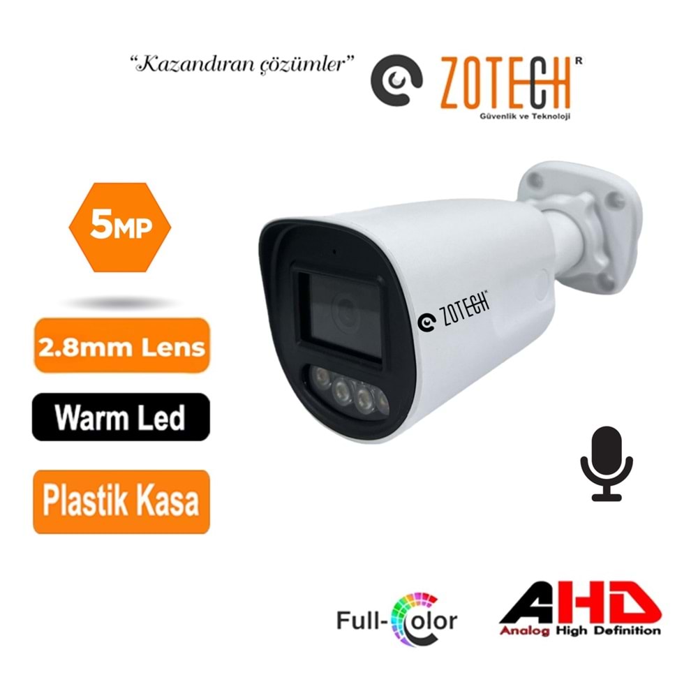 Zotech FC-PK504HD36-A 5MP 4 WarmLed Sesli 3.6mm Plastik 4in1 Kamera (45Mt)