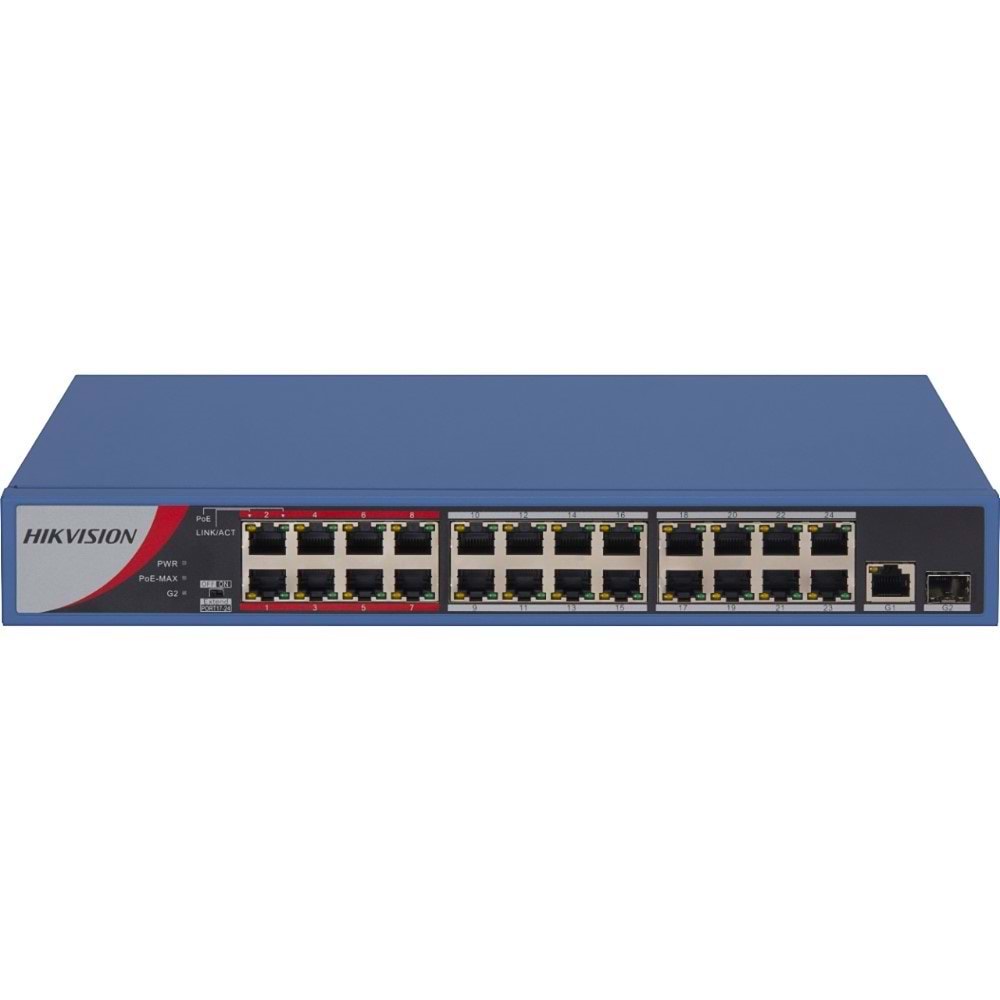 Hikvision DS-3E0326P-E/M(B) 24 Port PoE Switch 10/100 + 1 Port Gigabit Uplink+1 SFP 250W POE Metal Kasa Switch