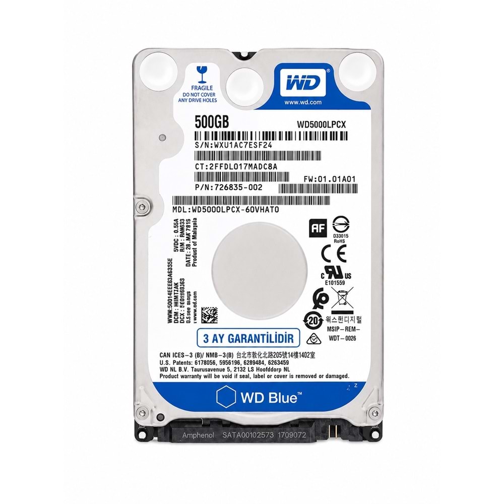 WD 2.5 Blue Slim 500GB 5400 Rpm(Refurbish) (3 Ay Garantili )