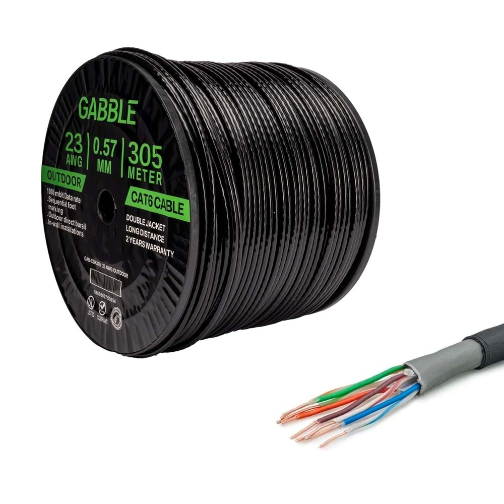 Gabble GAB-CDK305 Cat6 23Awg 0,57mm Dış Ortam (Outdoor) 305Mt.