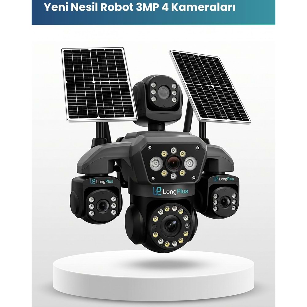 LongPlus LP-S403 HiEasy Siyah - 4 Lens 4G e-Sim AOV Solar Kamera