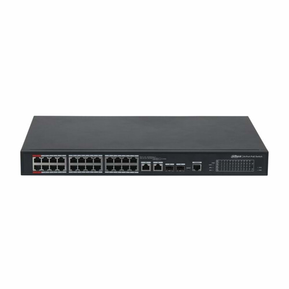DAHUA PFS4226-24ET-360 24Port 10/100 (24xPoE 360W), 2x Combo SFP, 2Port Gigabit Uplink, Yönetilebilir Switch