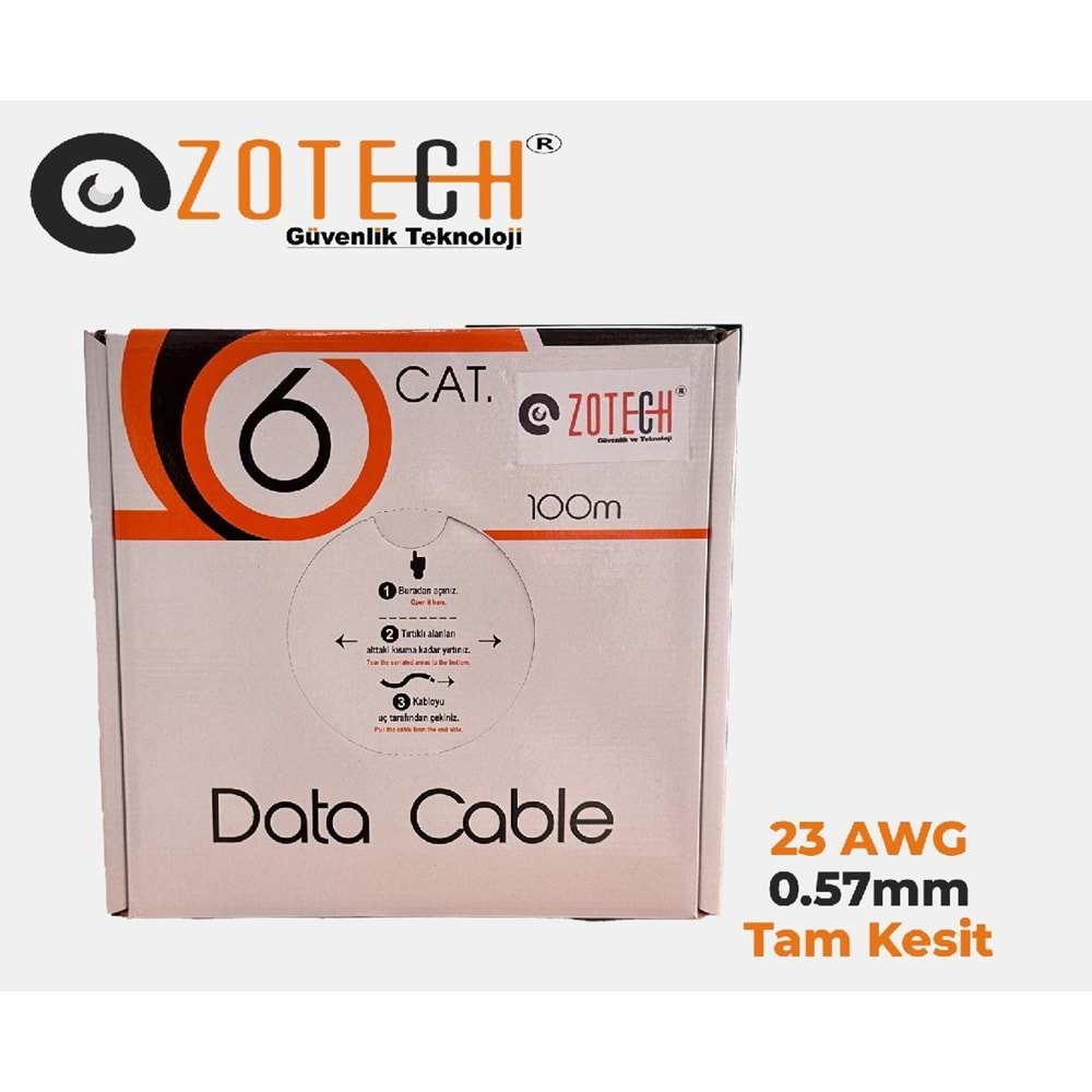 Zotech Zolink 6023100 23Awg Cat6 Network Kablo 0,57mm U-UTP Kutu(100Mt)