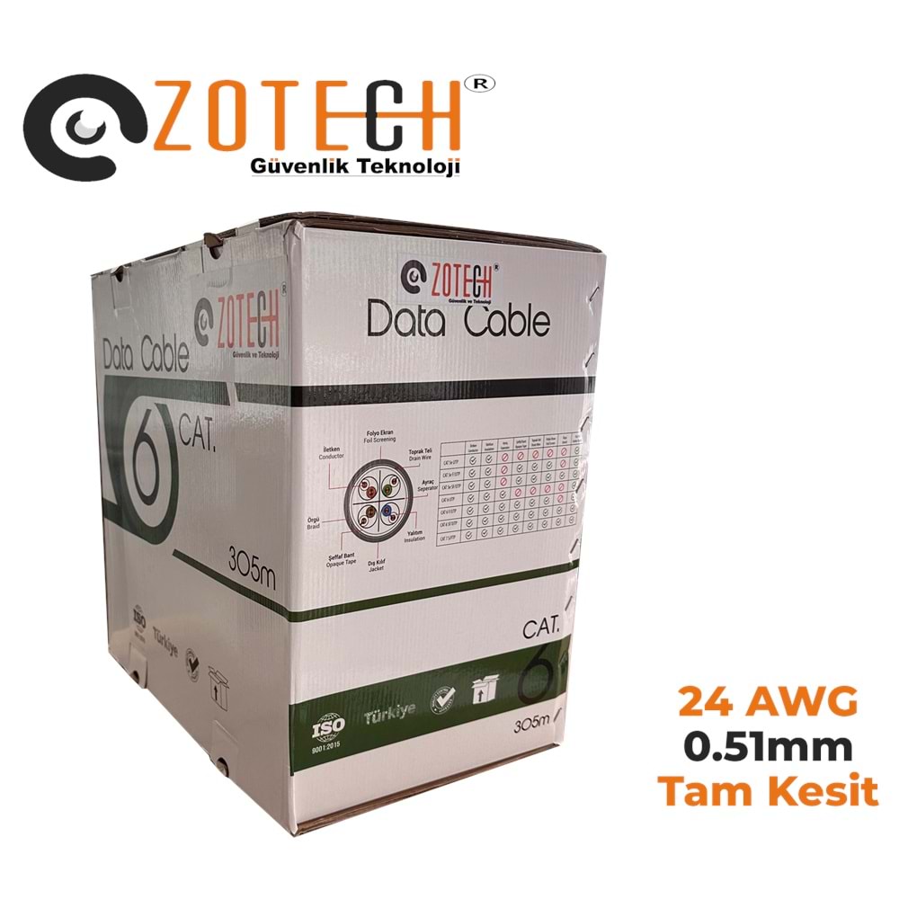 Zotech Zolink 6024305 24Awg Cat6 Network Kablo 0,51mm U-UTP Kutu(305Mt)