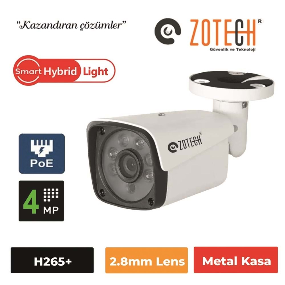 Zotech SMR-B206IP28-P POE 6 Smart Hybrid Light 4MP 2.8mm H265 IP Metal Bullet(40Mt.)(S)