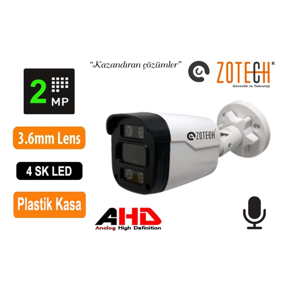 Zotech FC-T204HD36-A Sesli Full Color 2MP 3.6mm 4in1 Kamera (45Mt)(S)
