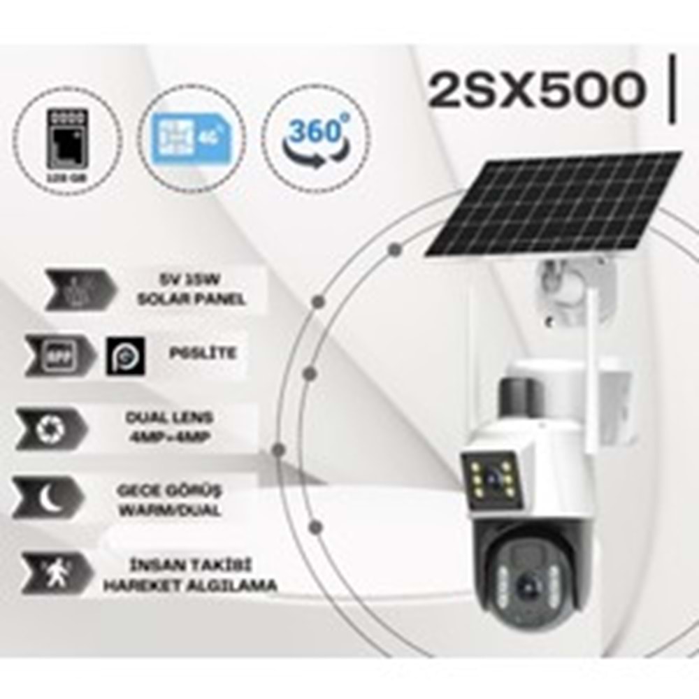 X5 Tech 2SX500 4MP+4MP SOLAR PANEL 4G KAMERA 4MP +4MP