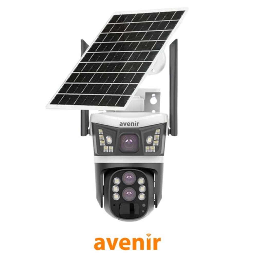 Avenir Av-S432 4mp 10x Optik Zoom 2 Kameralı Solar Ptz 4g Sim Kartlı Sesli Alarmlı Kamera