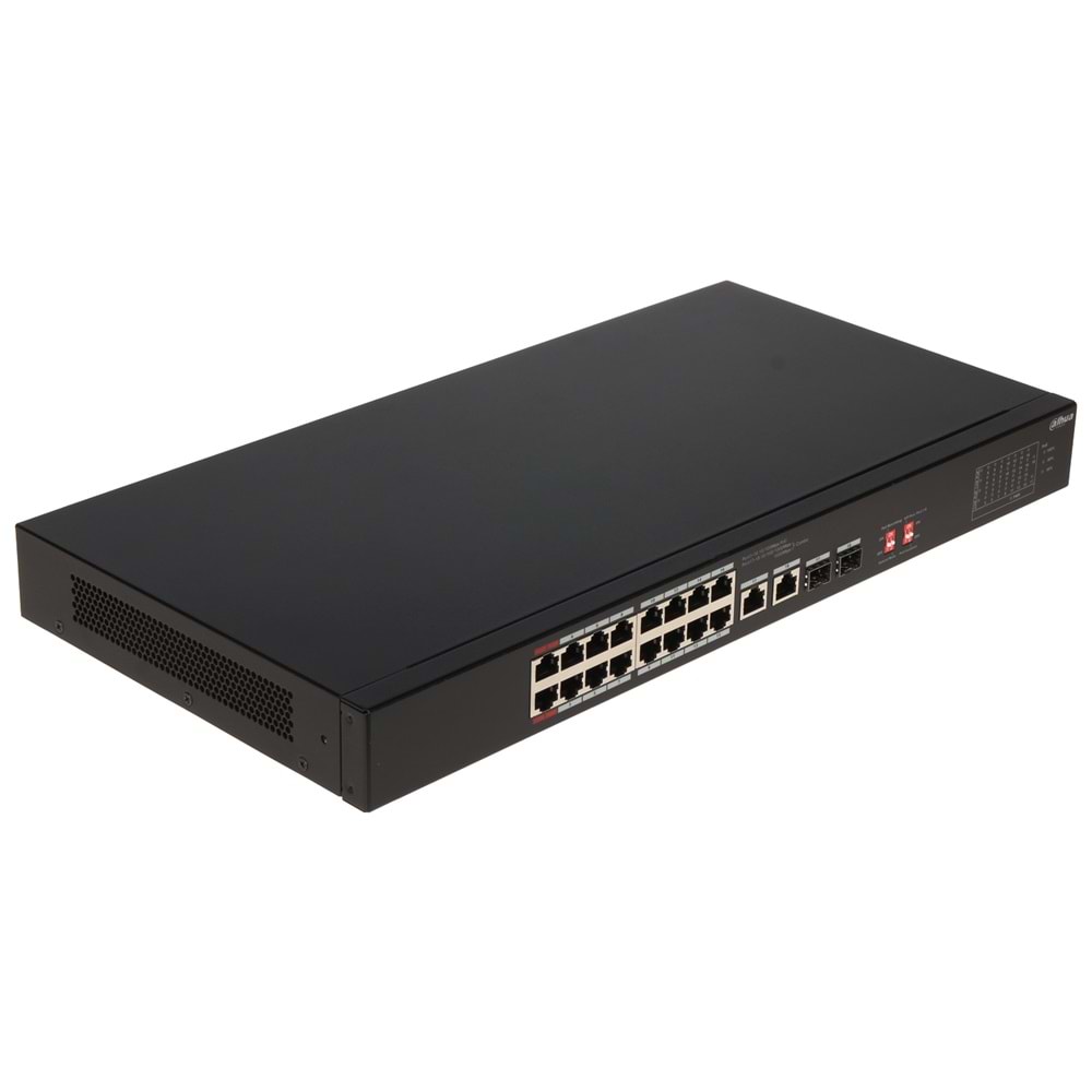 Dahua S3218-16ET-135 16 Port Megabit 16 Port PoE 135W +2 Port SFP +2 Port GigaBit Uplink Yönetilemez RackMount PoE Switch