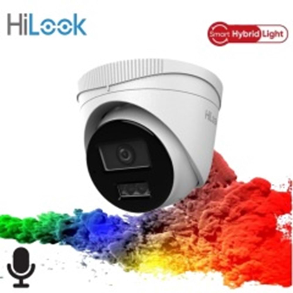 Hilook IPC-T220HA-LUFC, 2Mpix, 2,8mm Lens, H265+, Dual Light, 20Mt Gece Görüşü, Dahili Mikrofon, IP67, PoE, Dome, IP Kamera