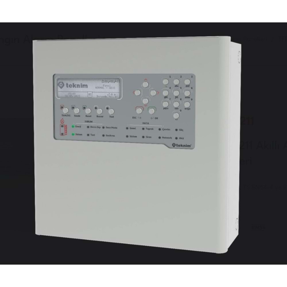 Teknim TFP-2214 Analog Adresli Yangın Alarm Paneli 4 LOOP Network Edilebilir