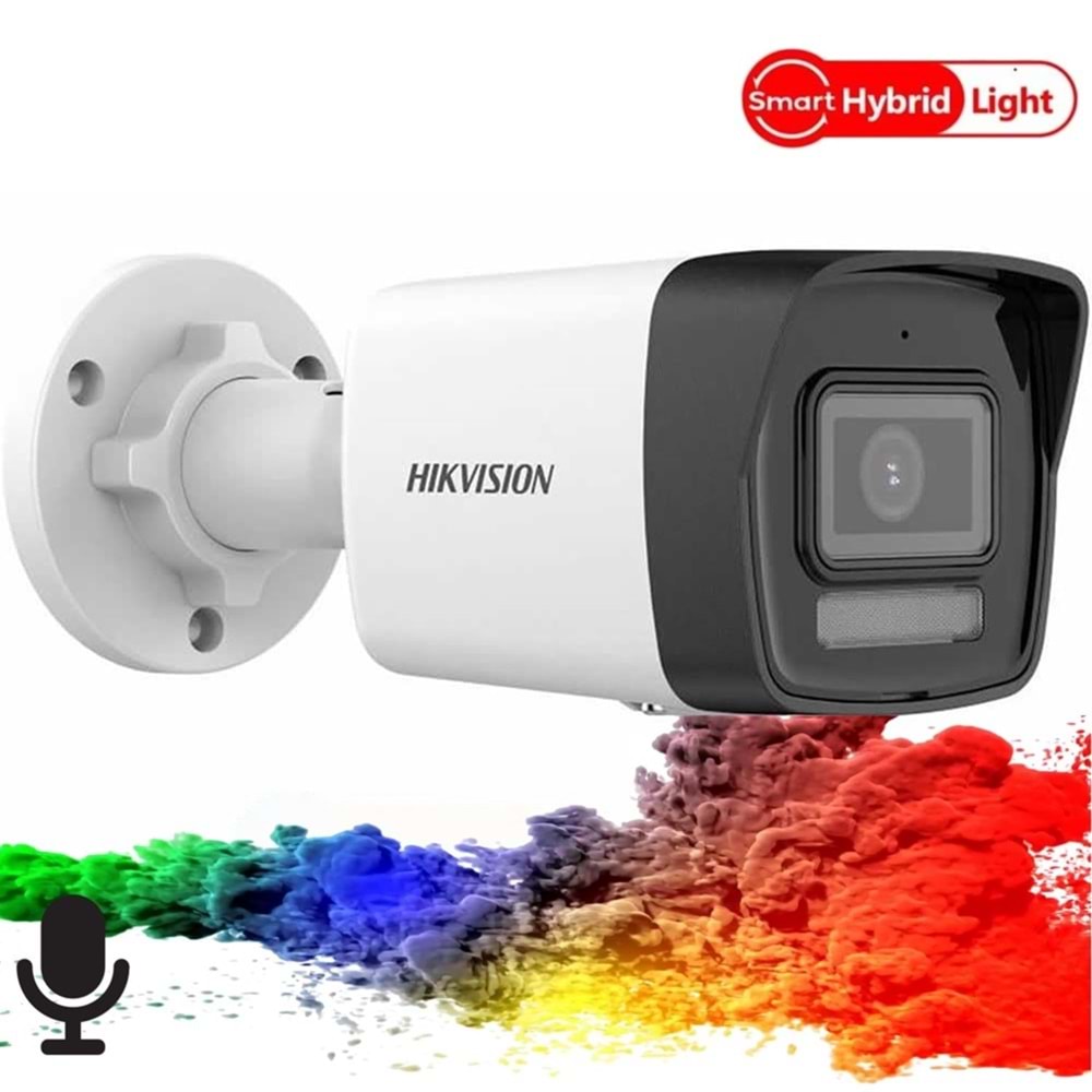 Hikvision DS-2CD1041G2-LIUF 4MP 4mm H265+ Smart Hybrid Light Bullet PoE IP(Sesli)(30Mt)