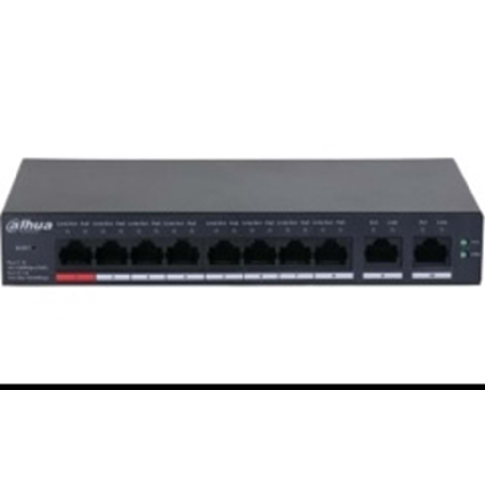 Dahua CS4010-8GT-110, 8 Port, Gigabit, PoE 110W, 2 Port Uplink, Cloud Yönetilebilir, Switch