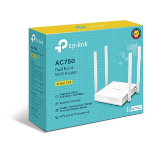Tp-Link ARCHER C24 AC750 4Port 750Mbps Dual Band WiFi Masaüstü Megabit Router Access Point Range Extender