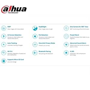 Dahua IPC-HPT1530DA-STW 5MP Indoor Fixed-focal Wi-Fi Pan & Tilt Network Camera