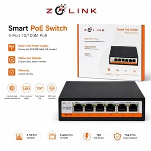 Zolink ZNT-SW-4P2U-V3 10/100 4+2 PoE Swich 2 Port Uplink 72w