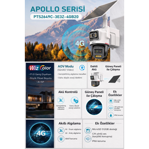 Dahua IPC-PTS2649C-3E3Z-4GB20 4G Solar 2X 3MP 2.8 Lens+3.6 Lens WizColor IP66 Hybrid-zoom PT Ip Kamera(50Mt)