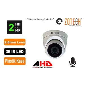 Zotech ZT-D236HD-A 36 Ir Led 2MP 3.6mm Ahd Sesli Dome Kamera(30Mt)(Y)