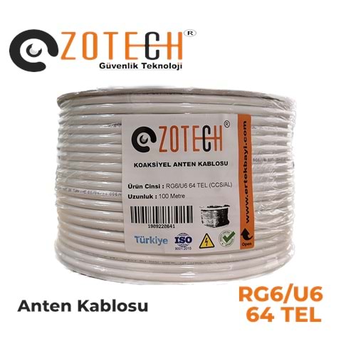 Zotech RG664100 64 TEL Uydu Anten Kablosu RG6/U6 1.02 100Metre (CCS/CU/AL)