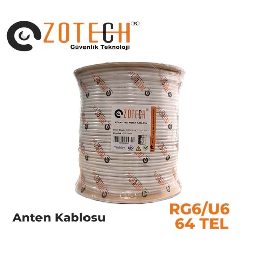 Zotech RG664300 64 TEL Uydu Anten Kablosu RG6/U6 1.02 300Metre (CCS/CU/AL)