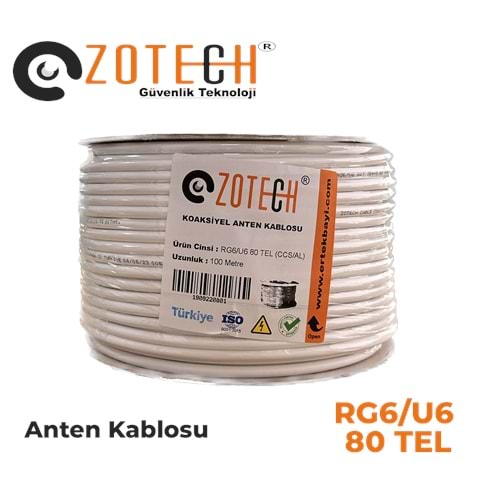 Zotech RG680100 80 TEL Uydu Anten Kablosu RG6/U6 1.02 100Metre (CCS/CU/AL)
