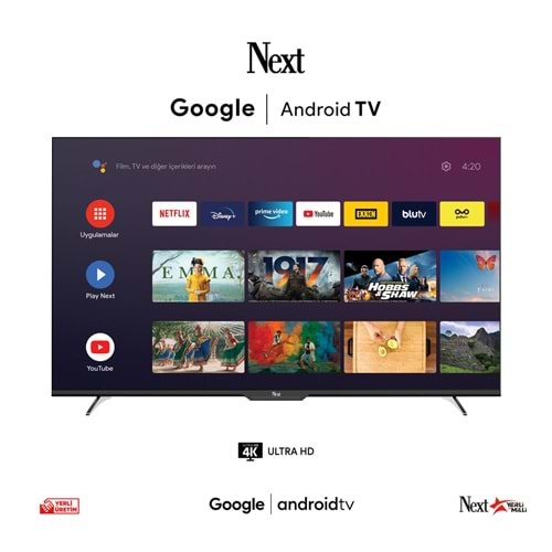 Next YE-55GFSG7-4K 55 inch 140 Ekran Dahili Uydu Alıcılı Uhd 4K Smart Led Google Android TV