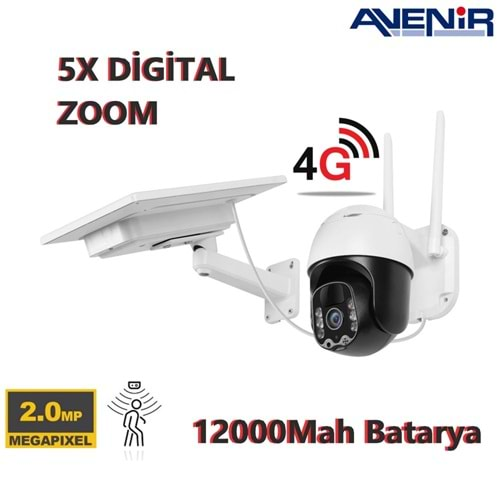 Avenir AV-M01 (4G-Solar) 2MP Sim Kartlı Güneş Enerjili 5x Dijital Zoom