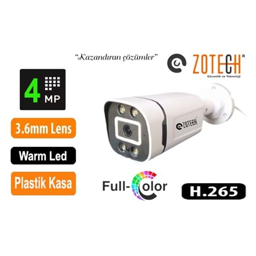 Zotech FC-K404IP 4MP 3.6mm 4 Warm Led H265 Full Color IP Kamera(S)