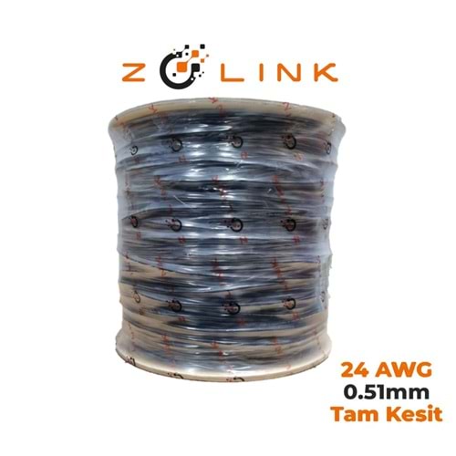 Zotech Zolink 6124500 24Awg (PE)Siyah Dış Ortam Cat6 Kablo 0,51mm U-UTP Kasnak(500Mt)