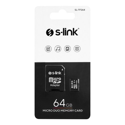 S-Link SL-TF264 64GB Class 10 Adaptörlü Micro SD Kart Bellek