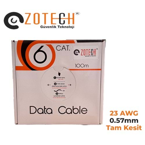 Zotech Zolink 6023100T 23Awg Cat6 Turuncu Network Kablo 0,57mm U-UTP Kutu(100Mt)