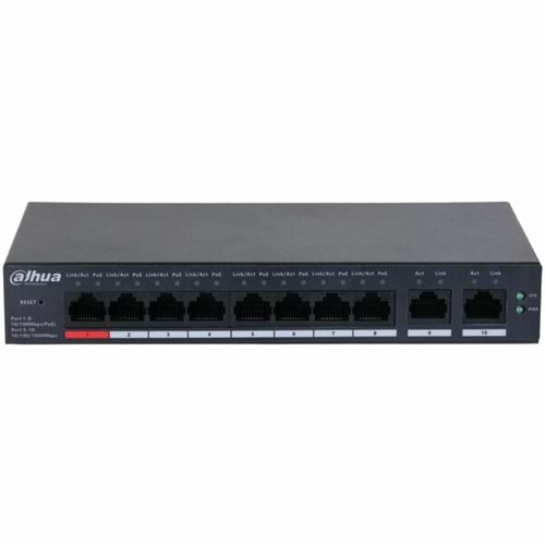 Dahua CS4010-8ET-110 10-Port Yönetilebilir 8-Port PoE Bulut Switch