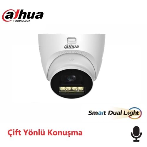 Dahua HAC-HDW1200TQ-IL-T-0280B-DIP - 2MP Akıllı Çift Işık HDCVI İki Yönlü Konuşma Sabit Odaklı Dome Kamera