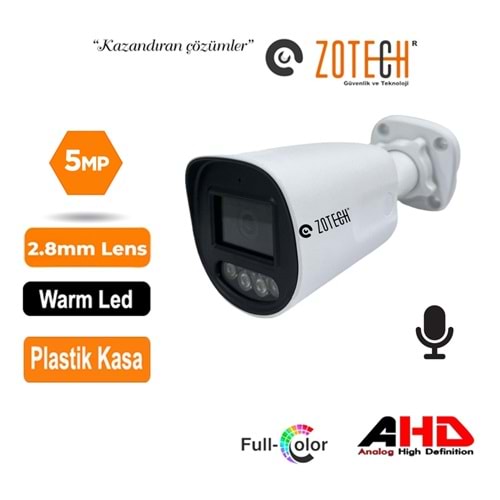 Zotech FC-PK504HD36-A 5MP 4 WarmLed Sesli 3.6mm Plastik 4in1 Kamera (45Mt)