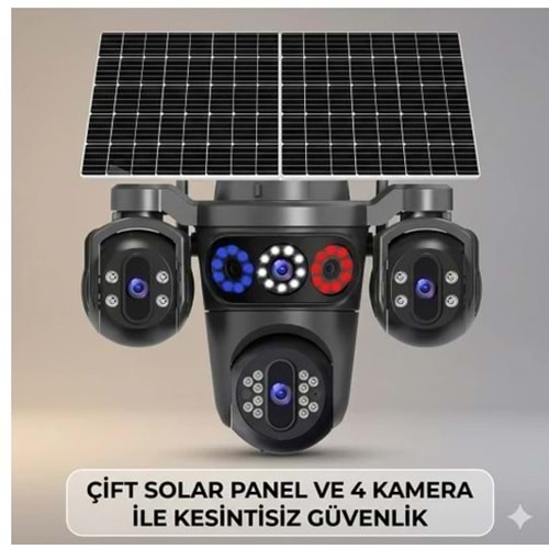 Esvision ES-7020 4G Solar Kamera AOV 4 Lens Çift Panel Çakarlı