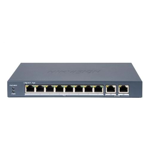 Hikvision DS-3E0310P-E/M 8 Port 10/100 + 2 Port Gigabit Uplink 60W POE Metal Kasa Switch