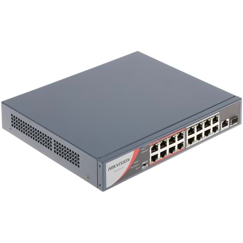 Hikvision DS-3E0318P-E/M 16 Port 10/100 + 1 Port Gigabit Uplink+1 SFP 135W POE Metal Kasa 300M Switch