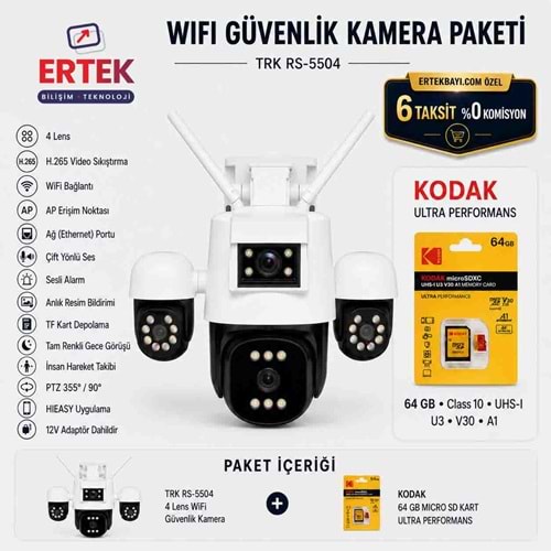 4 Kameralı WİFİ Tam Takım Set (TRK RS-5504+64GB SD)