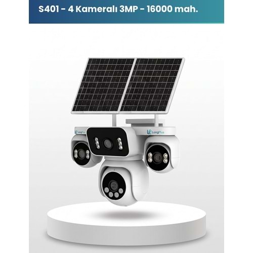 LongPlus LP-S401 HiEasy Beyaz - 4 Lens 4G e-Sim AOV Solar Kamera