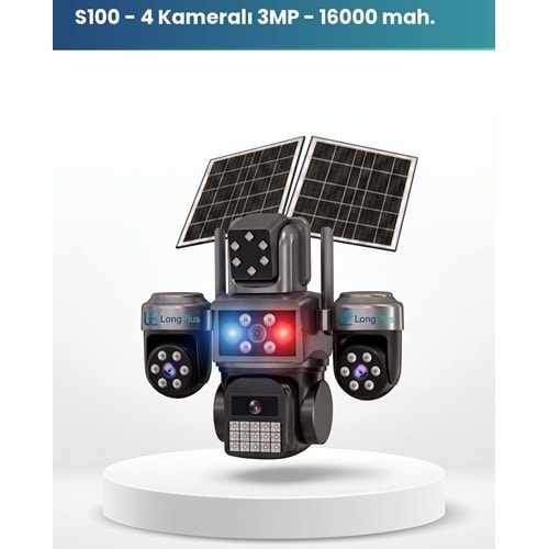 LongPlus LP-S100 HiEasy Siyah 4 Lens 4G e-Sim AOV Solar Kamera