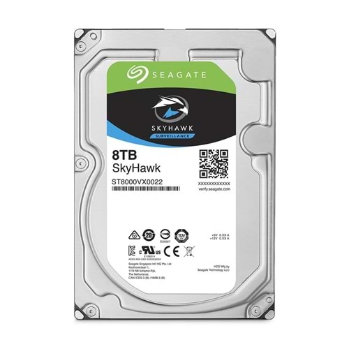 Seagate Skyhawk 3.5 8TB 256MB 5400RPM 7/24 Güvenlik Hard Disk(3 Yıl Distribütör Garantili)