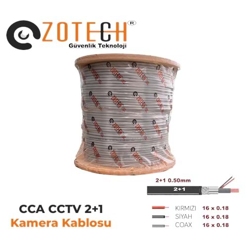 Zotech 2005500 2+1 0,50mm CCA CCTV Kablo 500Metre Kasnak(16x0,18)