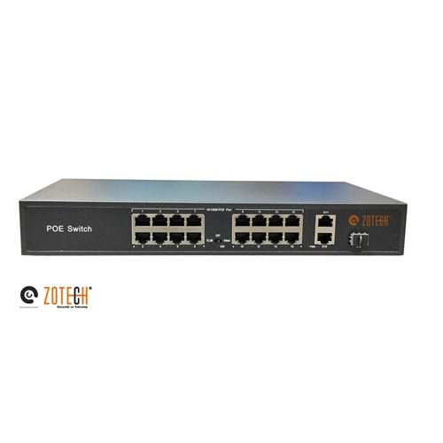 Zotech ZT-SW16P2UG1SF 16+2 PoE Switch 2P GB Uplink 1P SFP 250w(K)