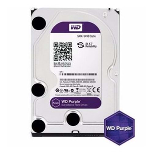 WD Purple 4TB 3.5 WD Sata 64MB WD42PURZ 7x24 (3 Yıl Distribütör Garantili)